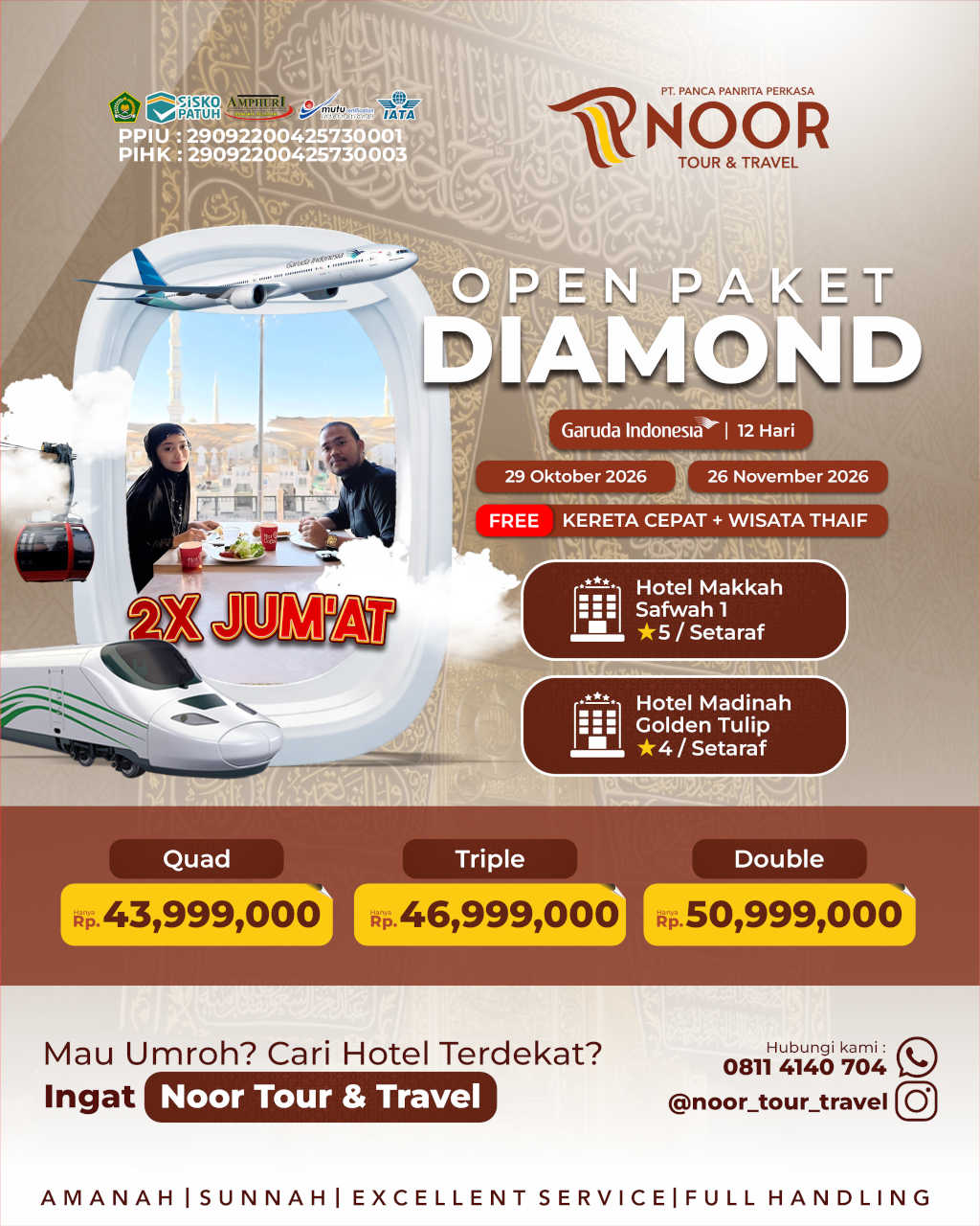 PAKET DIAMOND 29 OKTOBER DAN 26 NOVEMBER - SAFWAH-GOLDEN TULIP